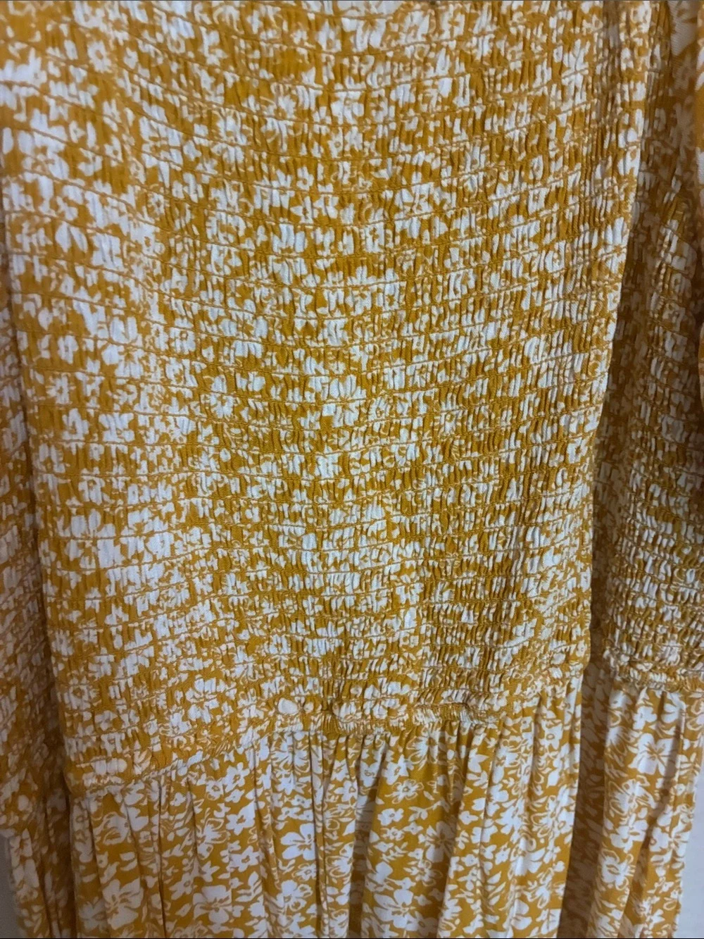 Apricot Yellow Floral Smocked Puff Sleeve Midi Dress size 10 - Picture 4 of 5